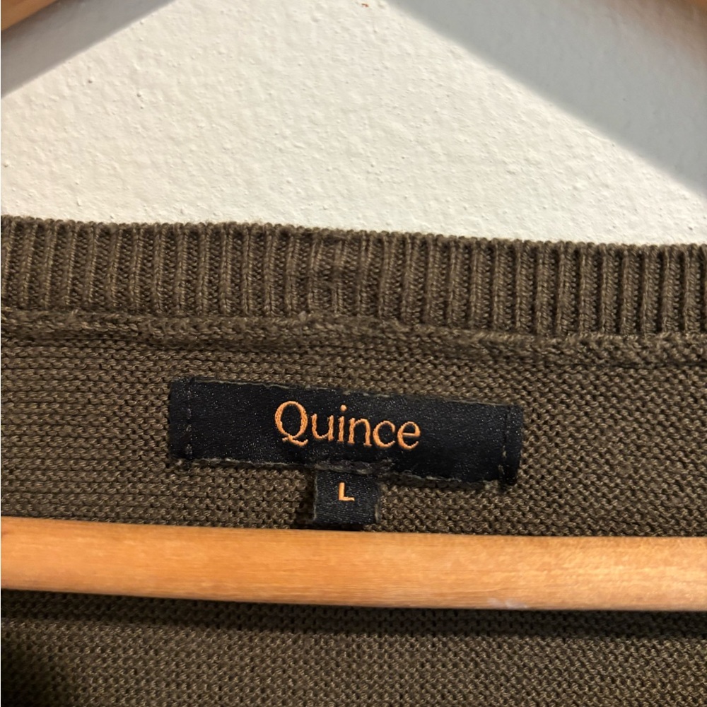 Quince Lightweight Cotton Cashmere Link-
Stitch Dolman Sweater -Olive - Picture 3 of 4